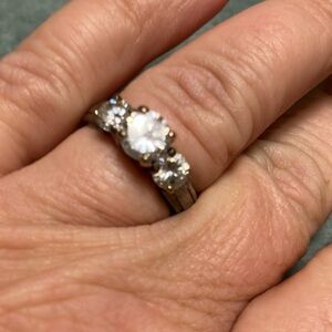Sterling silver engagement ring, cubic, zirconium, and 925 sterling